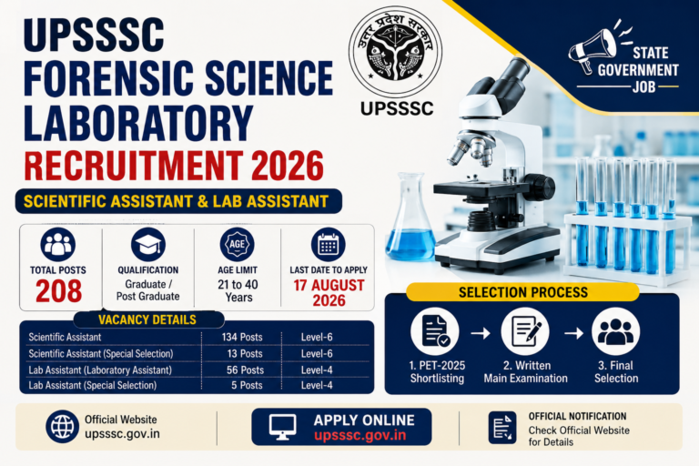 UPSSSC Forensic Science Laboratory Recruitment 2026